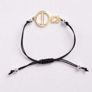 Pozłacana bransoletka StickPerson na czarnym sznurku-img-1