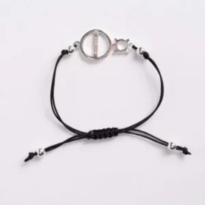 Srebrna bransoletka StickPerson-czarny sznurek-img-1