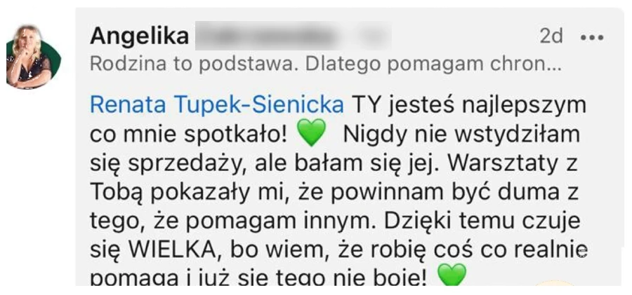 Opinia o szkoleniu Renaty Tupek-Sienickiej