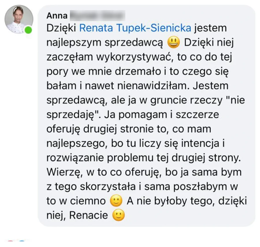 Opinia o szkoleniu Renaty Tupek-Sienickiej