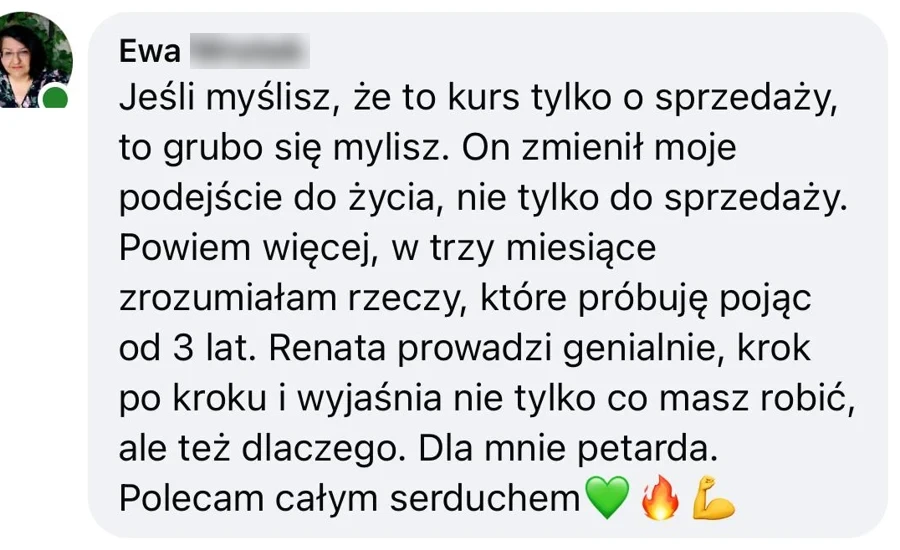 Opinia o szkoleniu Renaty Tupek-Sienickiej
