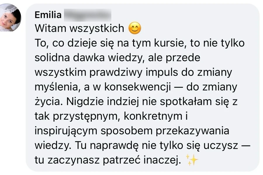Opinia o szkoleniu Renaty Tupek-Sienickiej